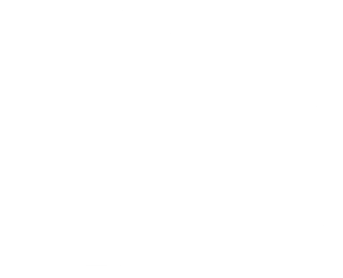White outline of a letter C with a cat design on a white background