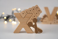 ABC Christmas Set. Wooden Montessori Alphabet Toy