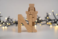ABC Christmas Set. Wooden Montessori Alphabet Toy