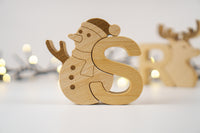 ABC Christmas Set. Wooden Montessori Alphabet Toy