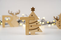 ABC Christmas Set. Wooden Montessori Alphabet Toy
